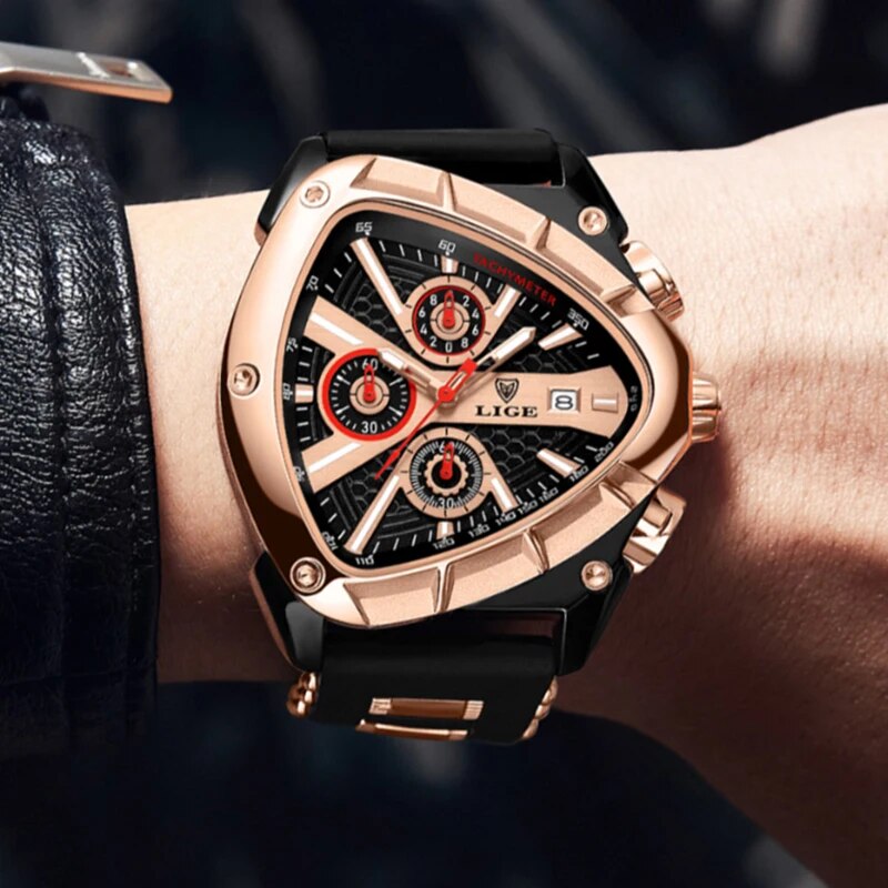 Reloj LIGE Original de lujo para hombre, relojes de pulsera deportivos impermeables de cuarzo para hombre, relojes de pulsera de negocios con esfera grande, reloj Masculino + caja