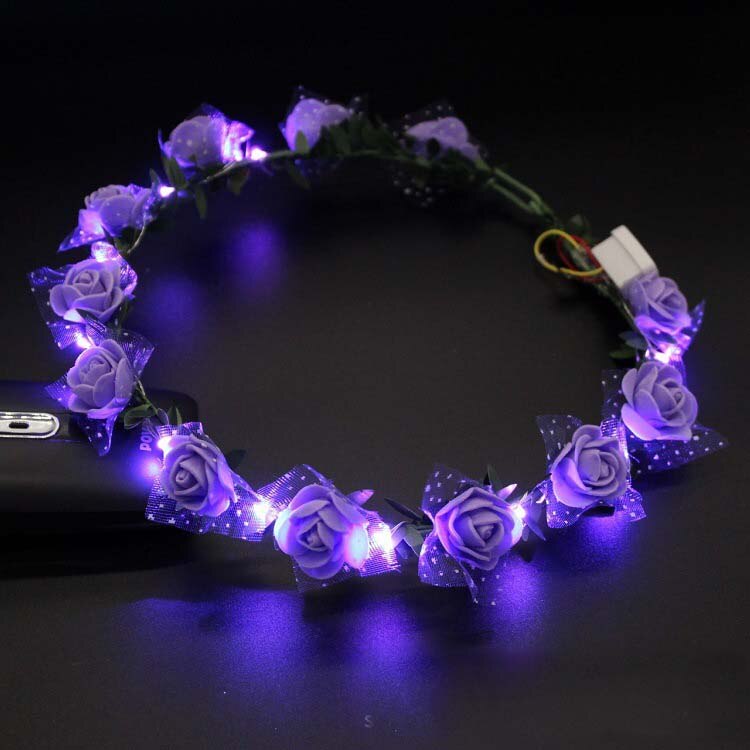 Vrouwen Meisje LED Knippert Lichtgevende Licht Bloem Hoofdband Haarband Hoofddeksels Kerst Bruiloft Glow Party Supply: 14