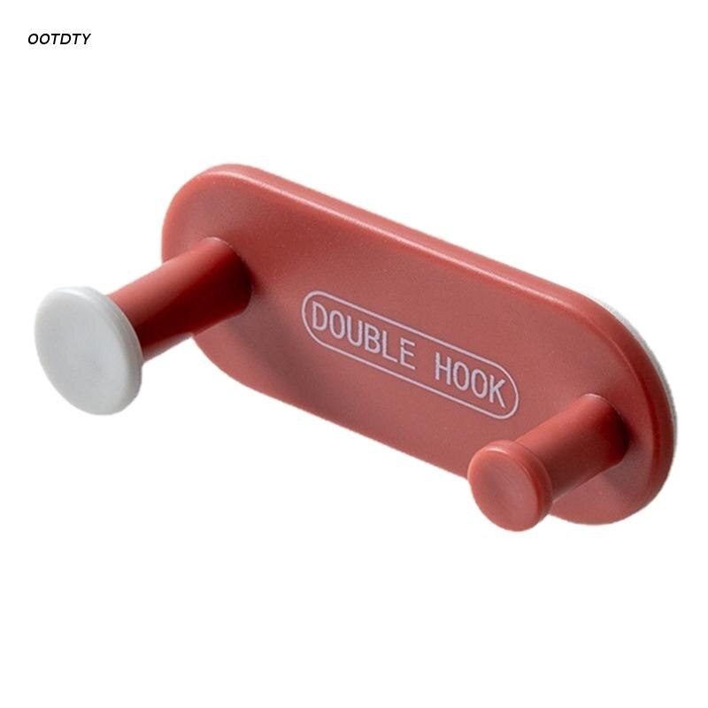 4Pcs Wall Mount Plastic Key Holder Double Hooks Cable Organizer Clothes Hanger: red