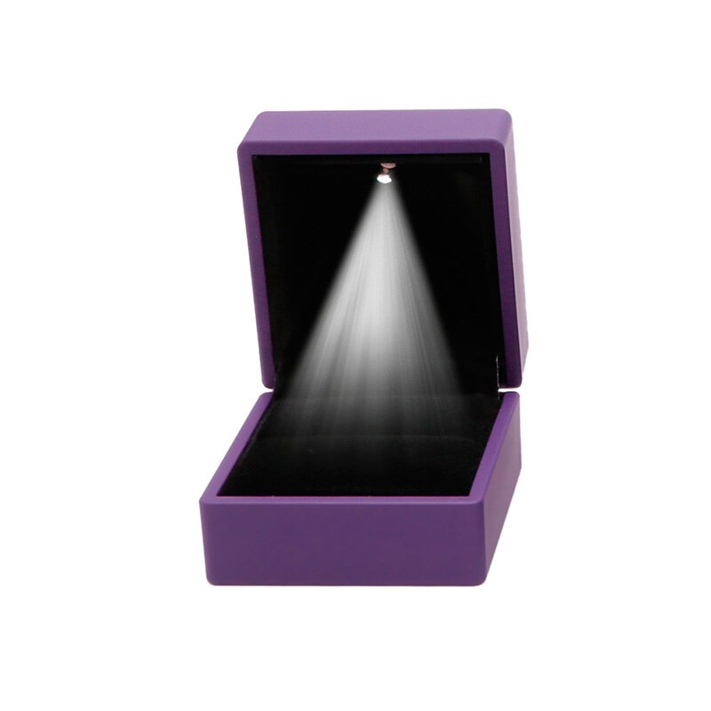 Led Verlichte Earring Ring Box Wedding Engagement Ring Sieraden Display: Purple