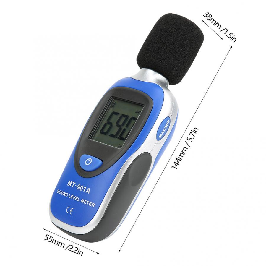 Probador de ruido MT-901A portátil, medidor de nivel de sonido Digital LCD, Detector de ruido, medición de Decibel de datos, 30-130dB