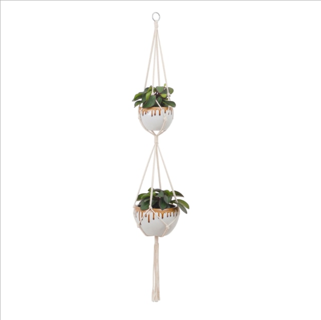 Plant Handgemaakte Macrame Plant Hanger Bloempot Haak Planter Hanger Muur Decor Binnenplaats Tuin Opknoping Mand Room Decor: 01