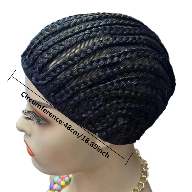 1PC Gevlochten Pruik Cap Voor Gehaakte Haar Vlechten Ademend Cornrow Cap voor Gemakkelijker Naaien in Weave Haar zwarte paardenstaart pruik cosplay pruik