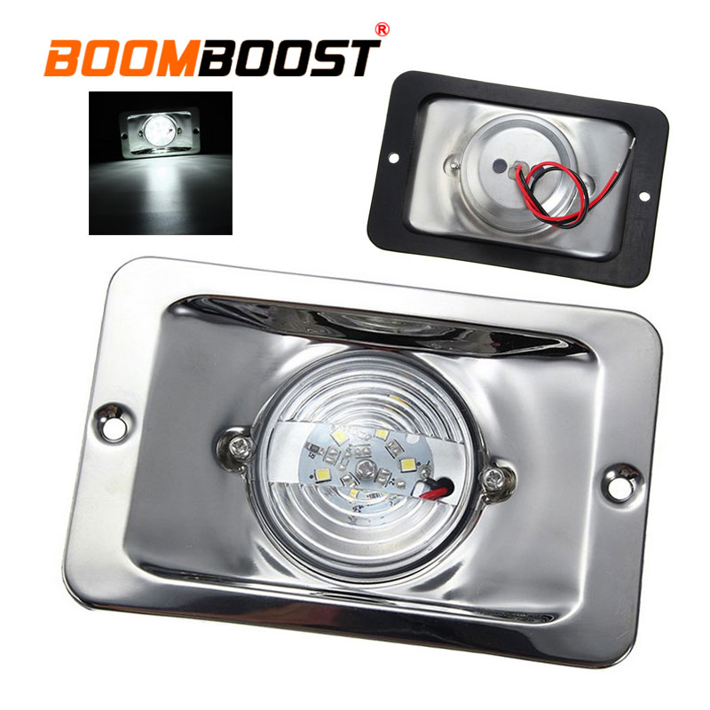 1 Pcs 12V Waterproof Stainless Steel Navigation Lamp White LED Square Light Transom Ship Lights for Marine Boat Ship