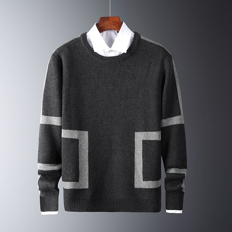 Heren slim truien 100%  katoenen lange mouwen herfst heren warme truien heren casual trui pasvorm gebreid ruitpatroon