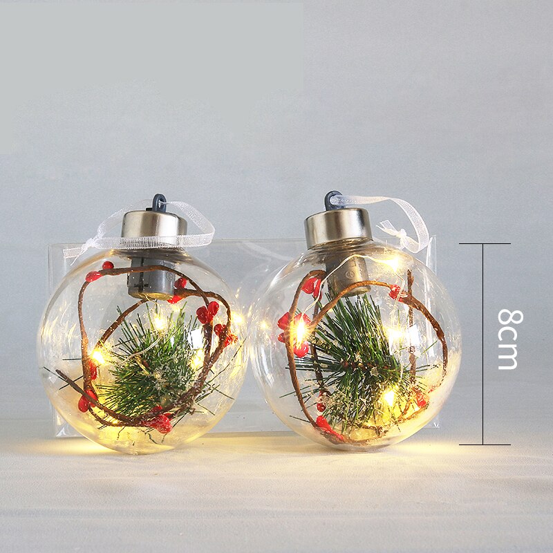 8Cm Kerst Ballen Met Verlichting Boom Ornamenten Led Licht Onbreekbaar Xmas Bruiloft Jaar Decoraties Bal: Green