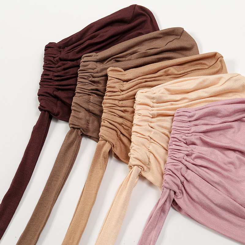 Gekreuzte Stirn Kappen Frauen Innere Hijab Unterkappe Muslimischen Weiche Modale Turban Gummiband Kappen Einfarbig Unterseite Hütte Untertuch