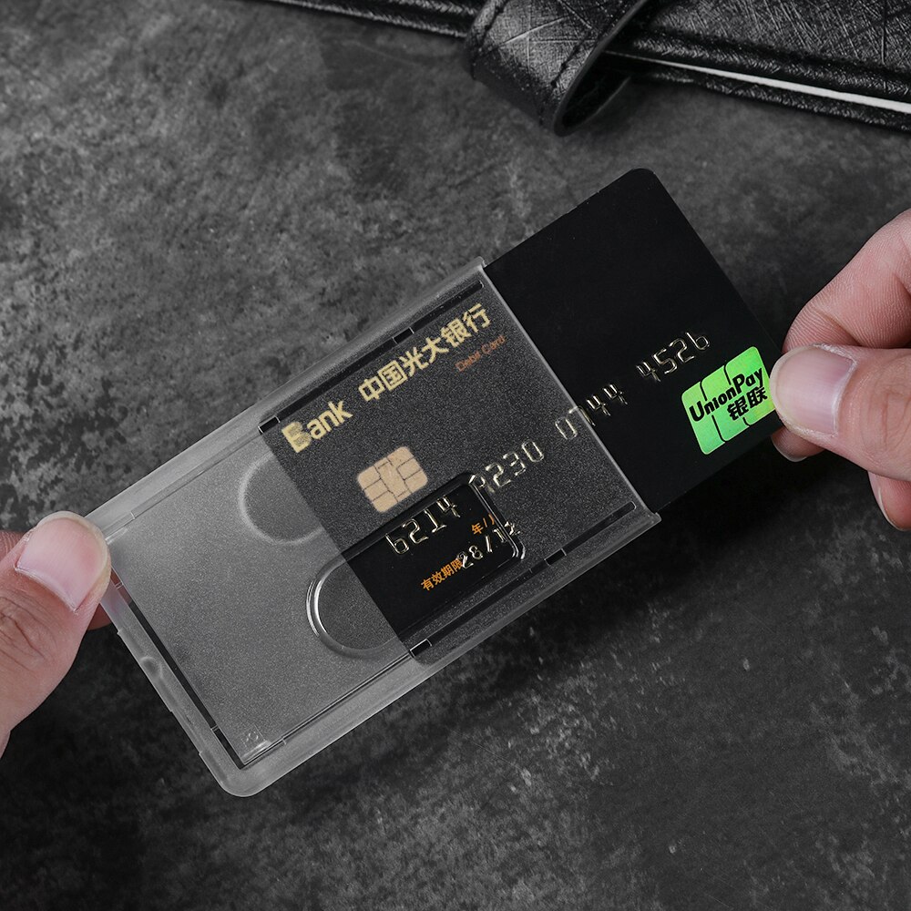 Transparent Multi-use Hard Plastic Badge Work ID Card Holder Clear Protector Cover Case Double Sided ID Card Pouch