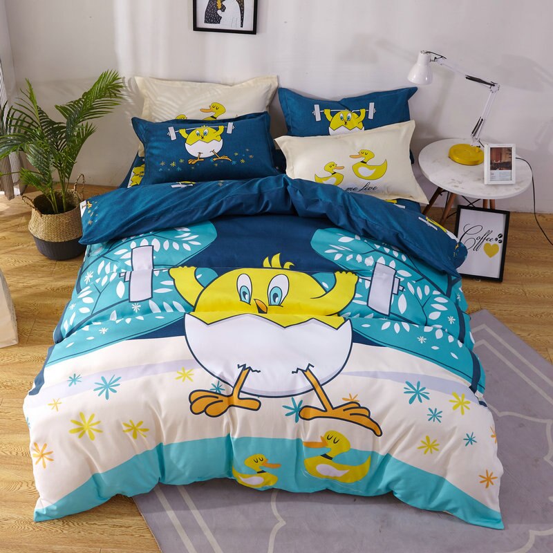 3Pcs Baby Bedding Set 100% Cotton Crib Bed Linen Kit Cartoon Animal Includes Pillowcase Bed Sheet Duvet Cover Without Filler: 3