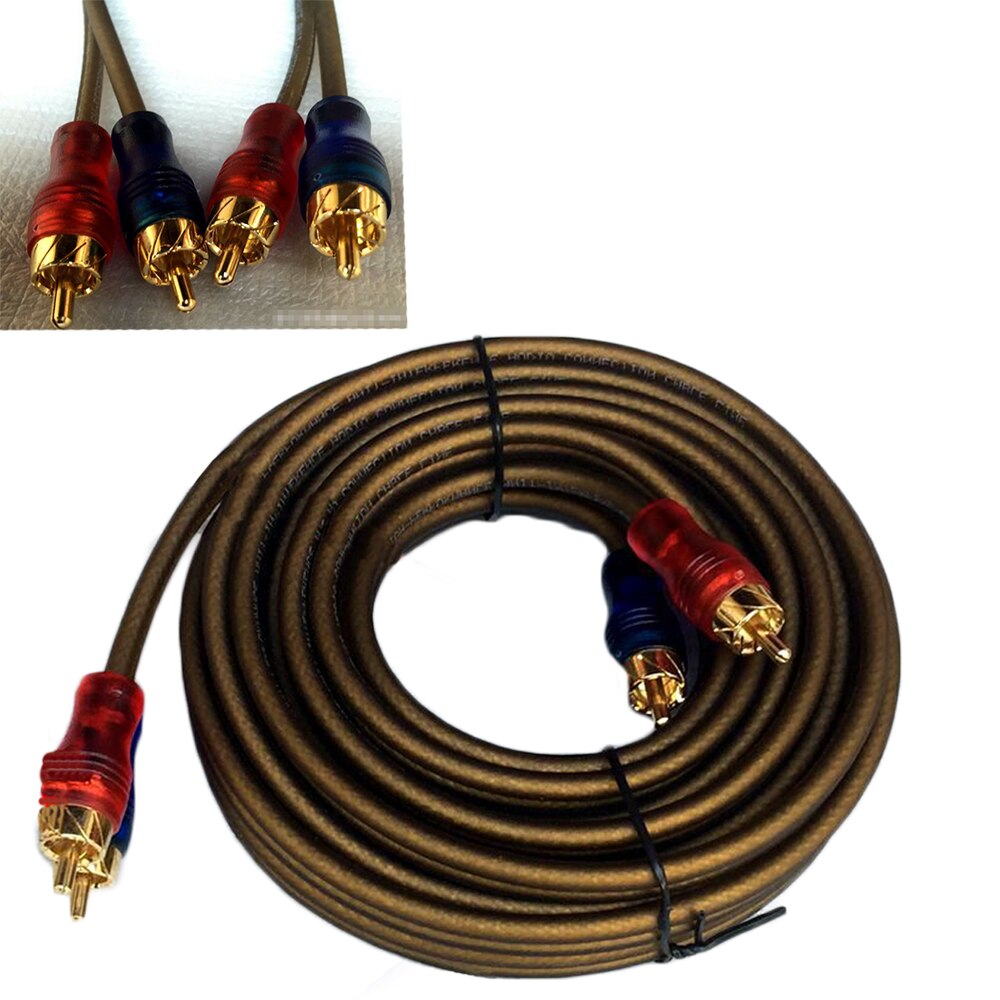 Hoge Zuiverheid Zuurstofvrij Koper Hoge Dichtheid Hoge-Fidelity Subwoofer Versterker Signaal Kabel Dubbel Afgeschermde Audio kabel Bruin 5 M