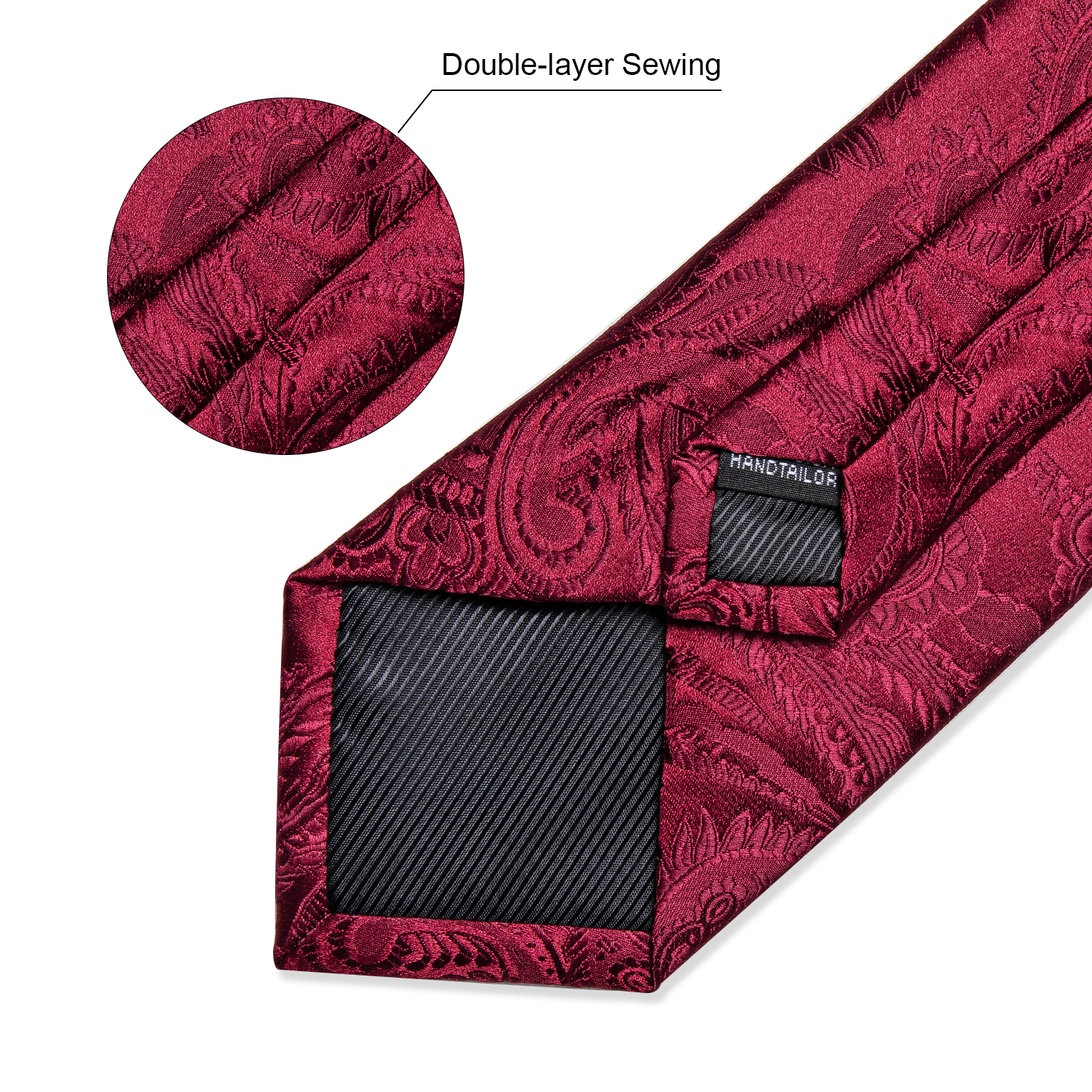Corbatas de poliéster de Cachemira roja para hombre, 5 uds., con lazo de Metal de Color dorado, pañuelo, gemelos, boda de lujo, graduación, corbata de 8cm