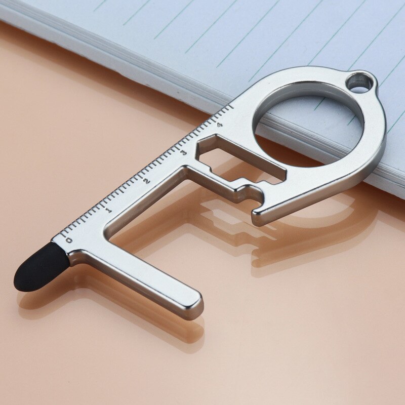 Antimicrobial Key Chain Door Opener Beer Trigger Touch Screen Key Chains Open Door No-Touch Key Press Elevator Tool Hygiene: 3