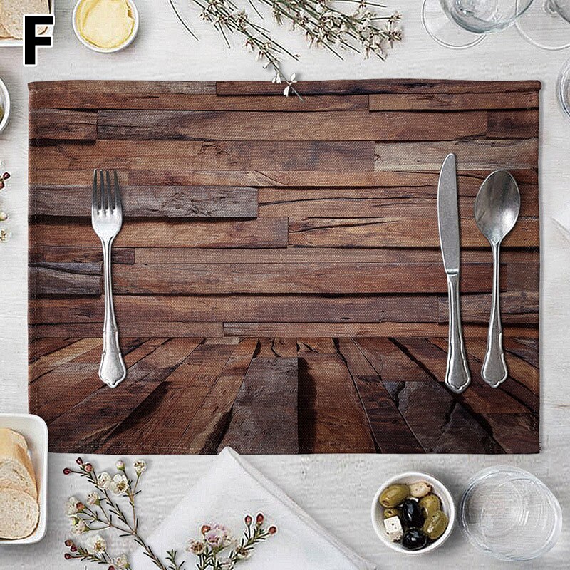 Wood Grain Dining Table Mat Rectangle Heat Insulation Placemat Dining Table Tableware Kitchen Supplies Home Decorative: F