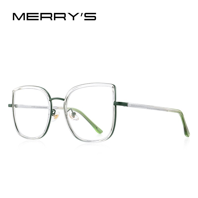 MERRYS Women Retro Cat Eye Glasses Frame Ladies Eyeglasses Myopia Prescription Optical Eyewear S2605: C07 Green