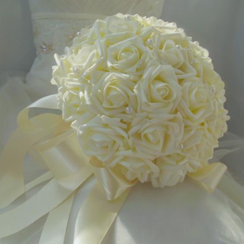 Wedding bouquets flowers artificial flower rose bouquet white bridal bouquets Beautiful Wedding Bouquet Gorgeous Beaded Cry
