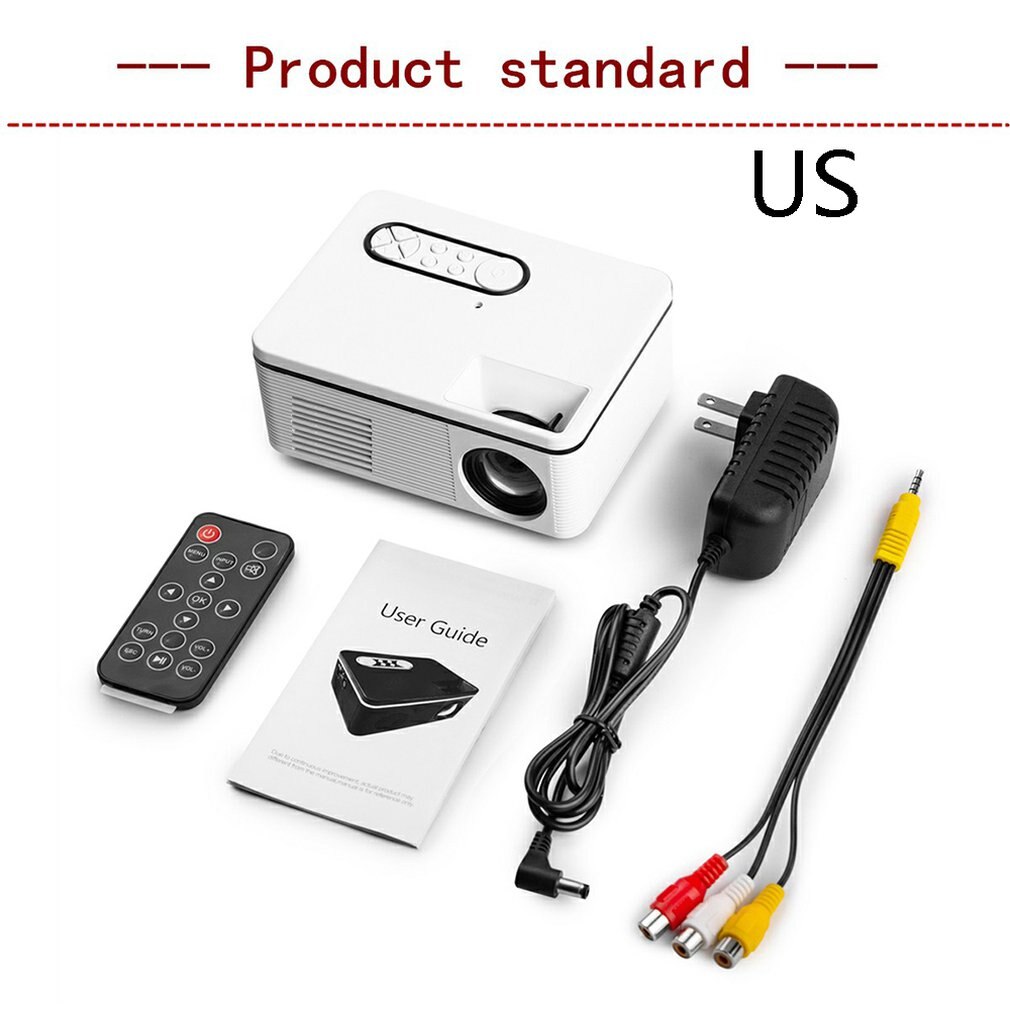 Hd Led Portable Mini projecteur vidéo pour Home cinéma jeu film cinéma projecteur 1080P projecteur Au Plug: US WHITE