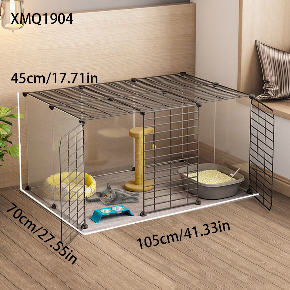Valla para gatos, jaula para gatos, valla para mascotas doméstica, espacio grande para interiores, deflector de aislamiento para gatos, barandilla para gatitos, antisalto: Gris