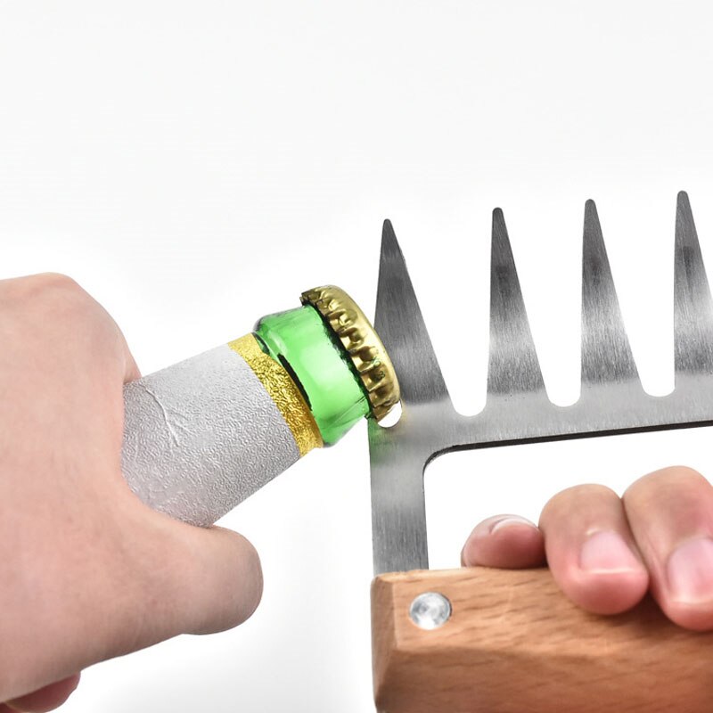 Poignée en bois en acier inoxydable, griffe d'ours, viande divisée, fourchette de Barbecue, multifonction, viande déchirée, pince de porc, outil de Barbecue
