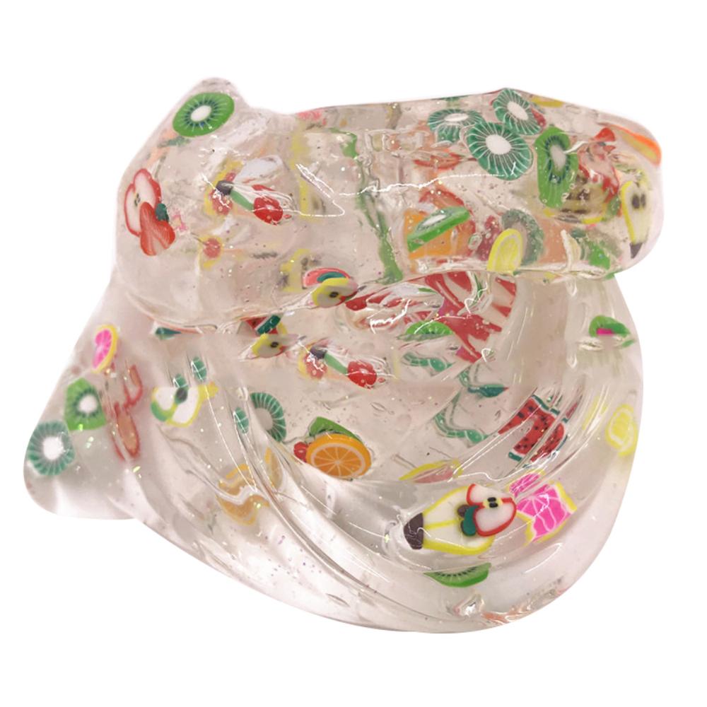 Genomskinlig skivad fruktsallad slime magic mud kitty stressavlastning slam leksak