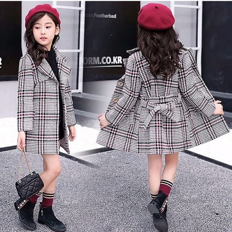 Nuovo Della Ragazza Dei Bambini del Cappotto di Autunno e di Inverno Modelli di Cappotto Della Ragazza Dei Bambini Cappotto Di Lana Nel Lungo Tratto Più di Ispessimento del Cotone 2-13T