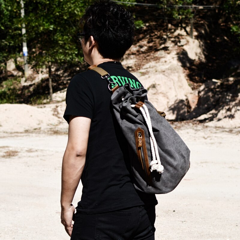 Canvas Rugzak Schoudertas Drum Tas Vintage Tassen Sport Sporttas Rugzak Emmer Tas Mannen