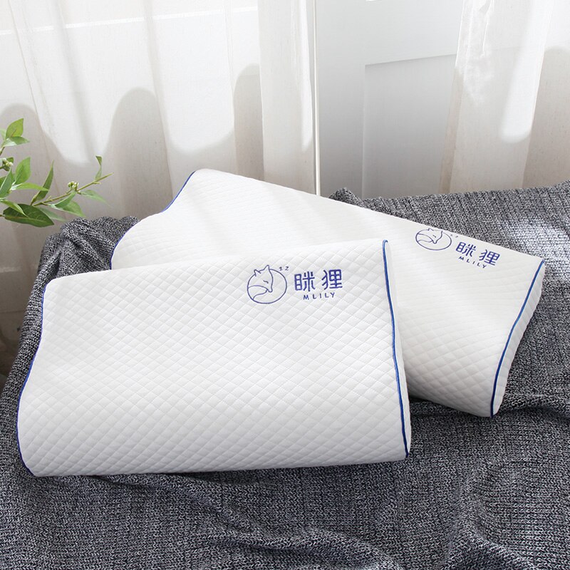 Mlily Memory Foam Bed Orthopedic Pillow for Neck Pain Sleeping with Embroidered Pillowcase 60*30cm