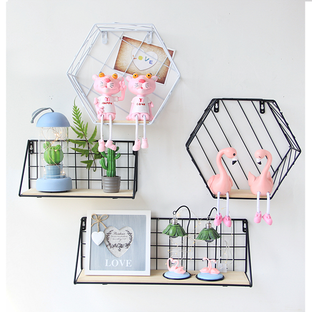 Pentagon stil metalbord opbevaringskurv vogue chic nordisk vægmonteret skrivebord opbevaringskurv magasinpapir arrangør boligindretning