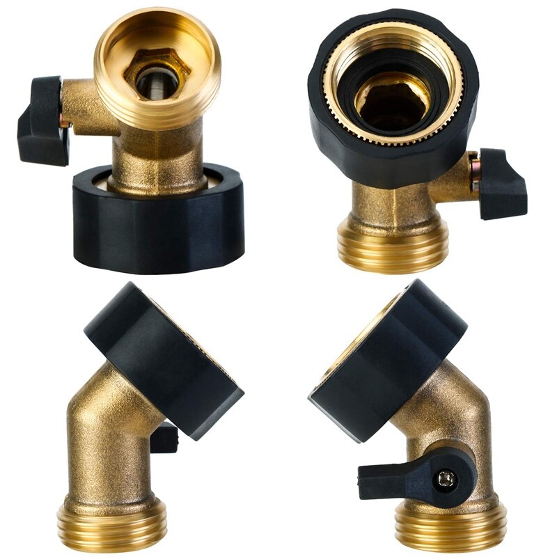 3 Pack Heavy Duty Brass Shut Off Valve 3/4 Inch Garden Hose Connector for Garden Hose and Water Faucet (Elbow)