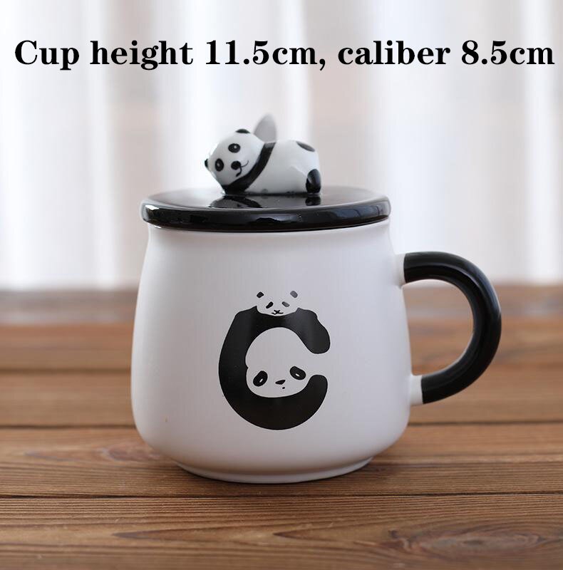 Criativo bonito panda caneca de cerâmica com tampa resistência de alta temperatura durável leite copo de café nós beber copos de água suprimentos para casa: C