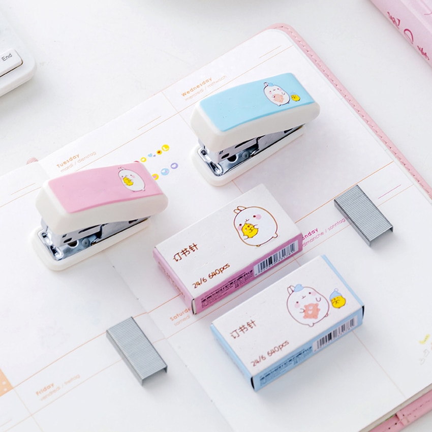 1 Set Mini Stapler with 640 Staples, Desk Stapler, 15-25 Pages Capacity, Built-in Staple Remover, Spring Effort Saving Stapler