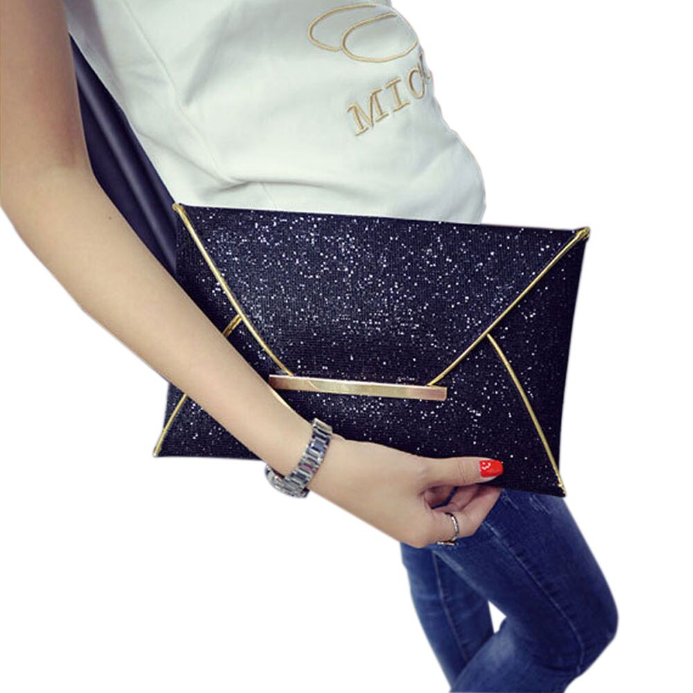 Eenvoudige Mode Vrouwen Envelop Clutch Bag Effen Kleur Lederen Glitter Purse Party Delicate Handtas Dames Bruiloft Zakken B