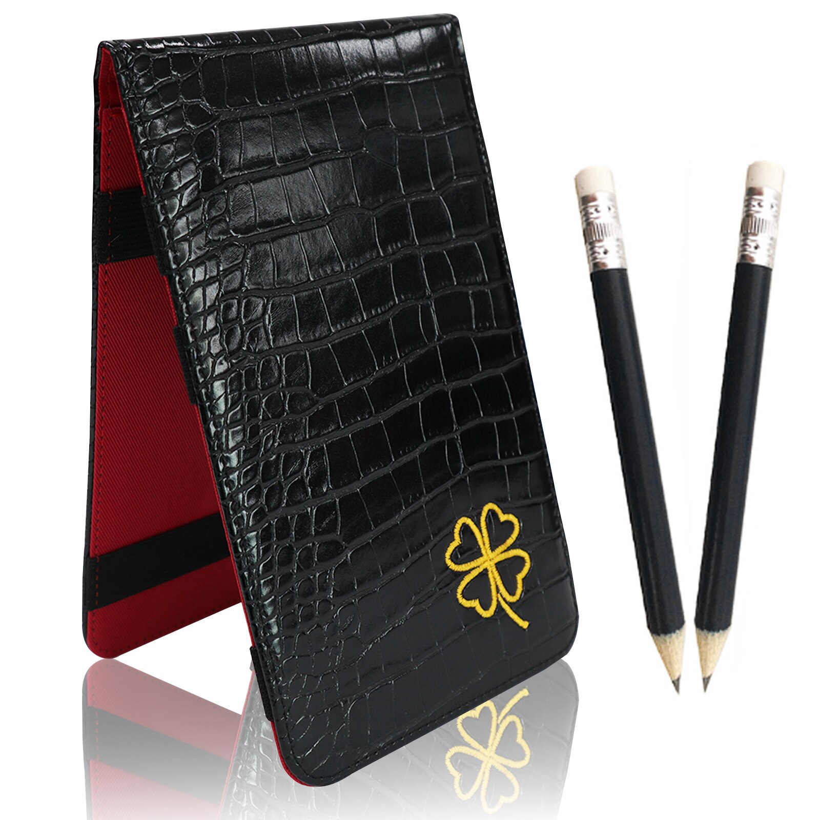 Funda de cuero PU para tarjeta de puntuación de Golf, soporte para tarjeta de puntuación de golfista con lápiz, suministros de ayuda de entrenamiento, accesorios,: Black Grass