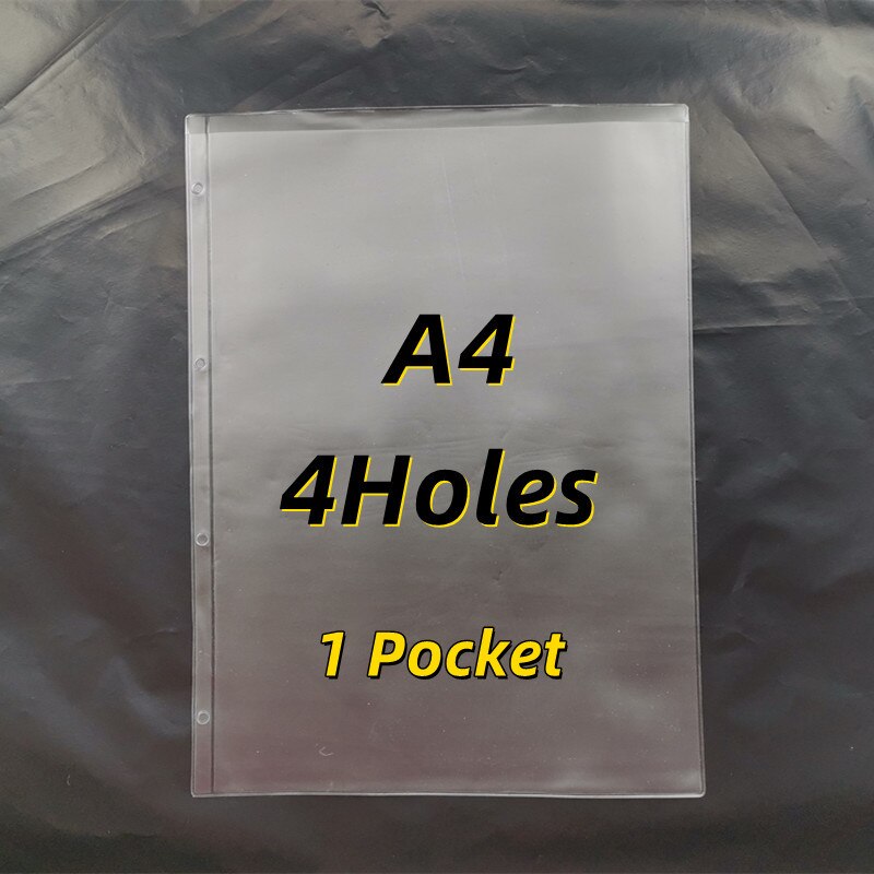 10pcs A4/A5/A6/A7/B5/B6 Transparent Envelope Binder Pocket Refill Organization Stationery School Office Supply File Folder: A4-1 Pocket-4 Holes