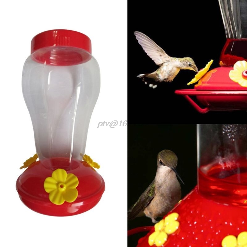 En plastique Large Bouche Colibri Distributeur D'eau Patio Fenêtre Suspendue En Plein Air En Forme De Fleur Oiseau Abreuvoir