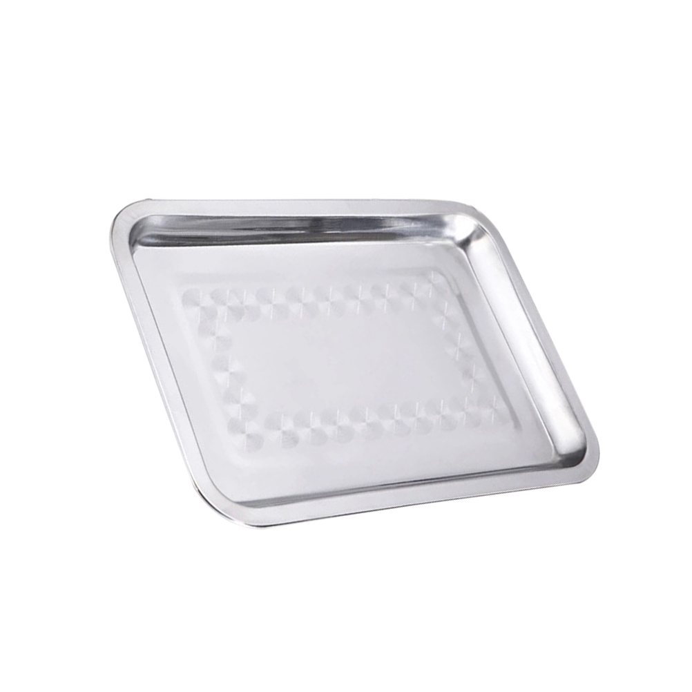 Stainless Steel Food Tray Thickened Food Tray Flat Square Grill Tray Non Toxic Food Tray Size 2
