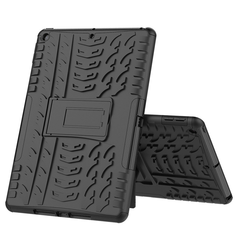 Til ipad air 1 etui, ipad 5/6th gen 9.7 tommer panseret etui, kraftigt cover til ipad 9.7, tpu+pc panseret stativ 2 tablet etui: 1 / Sort