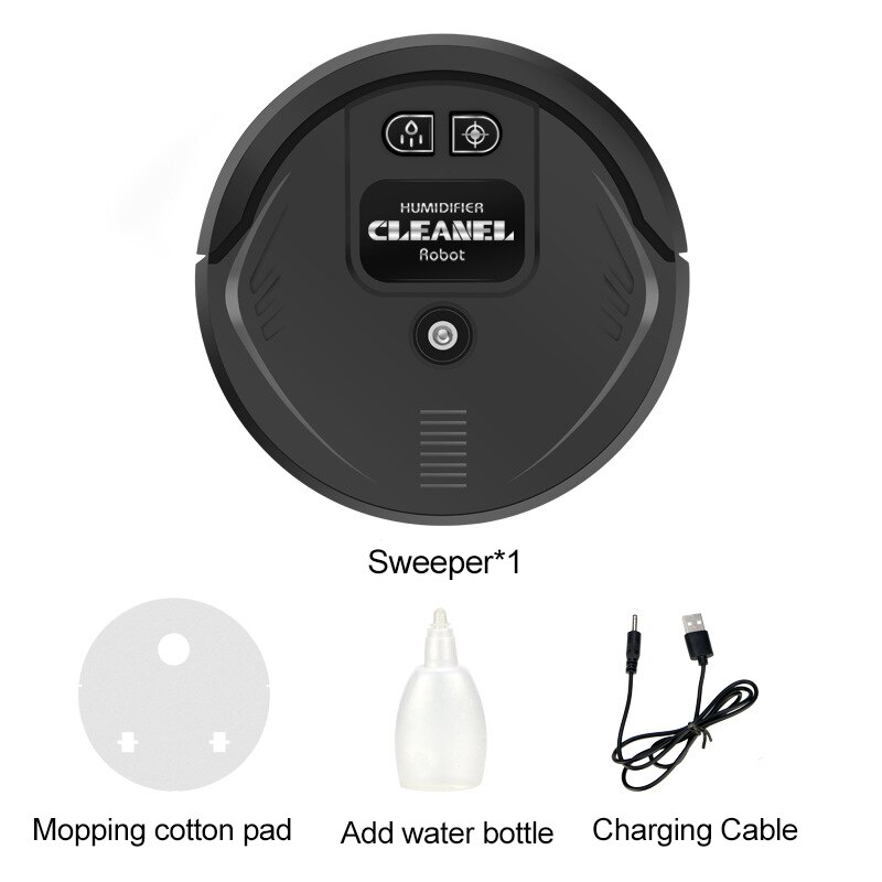 Automatische Vegen Robot Uv Desinfectie Usb Opladen Smart Stofzuiger Dweilen Spray Luchtbevochtiger Thuis Vloer Veegmachine Machine: Black Charge