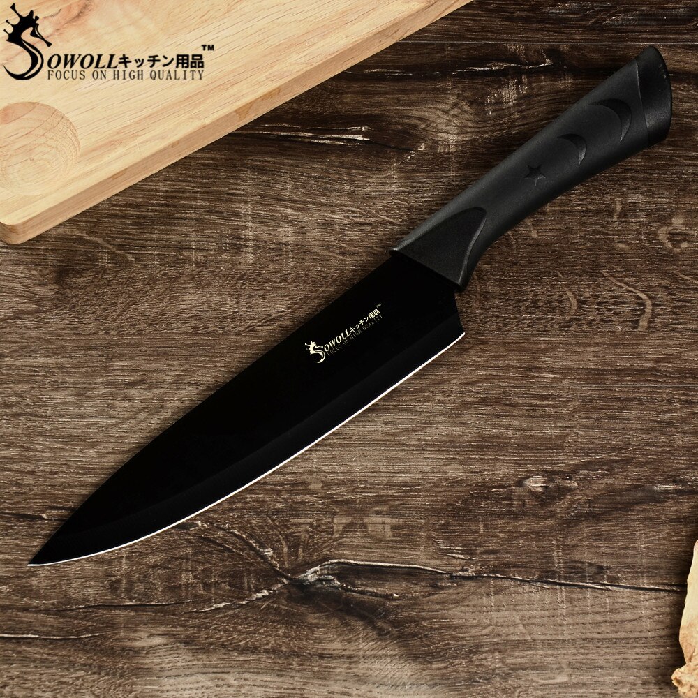 Sowoll superior 7 cr 17 ruostumattomasta teräksestä valmistettu keittiöveitsisetti sakset veitsenpidike japanilaiset keittiöveitset työkalut 8 kpl sarja