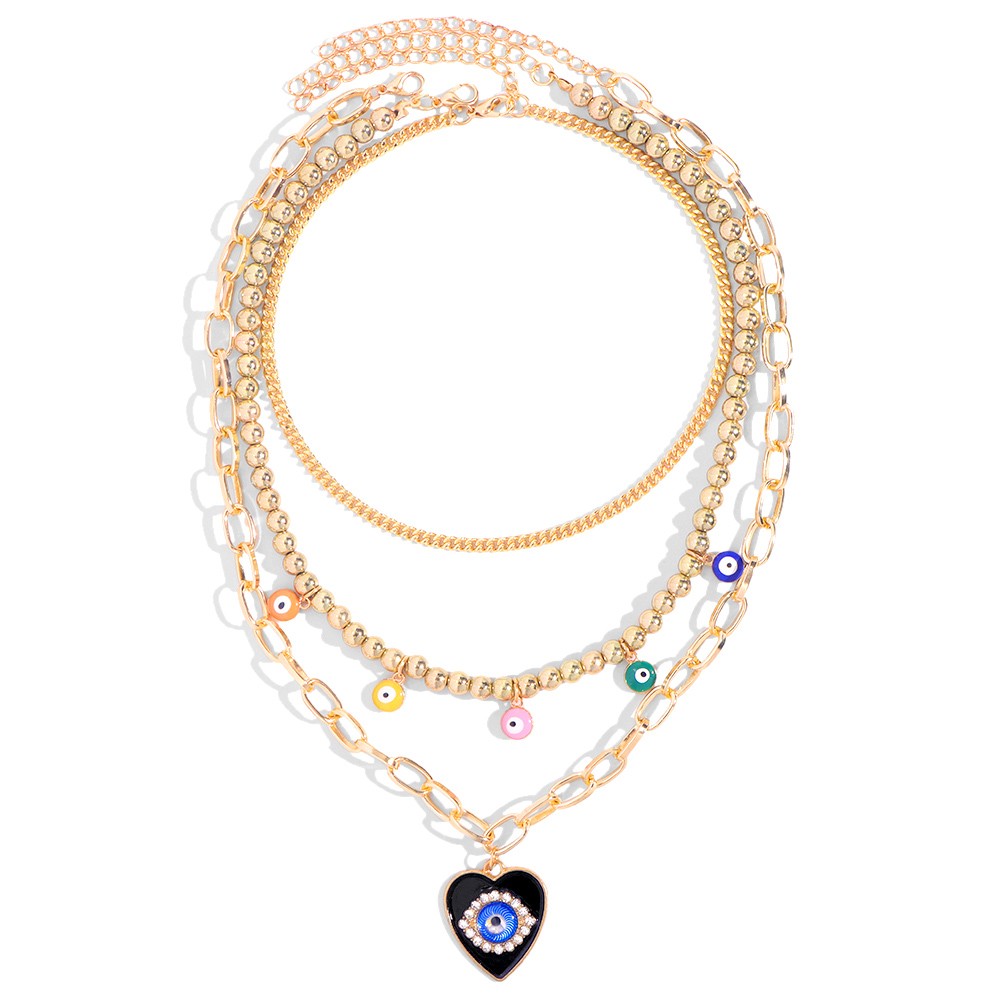 Voel Vintage Blue Evil Eyes Kralen Hanger Ketting Voor Vrouwen Turkse Turquoise Evil Eye Metalen Ketting Ketting Sieraden: 093201GD