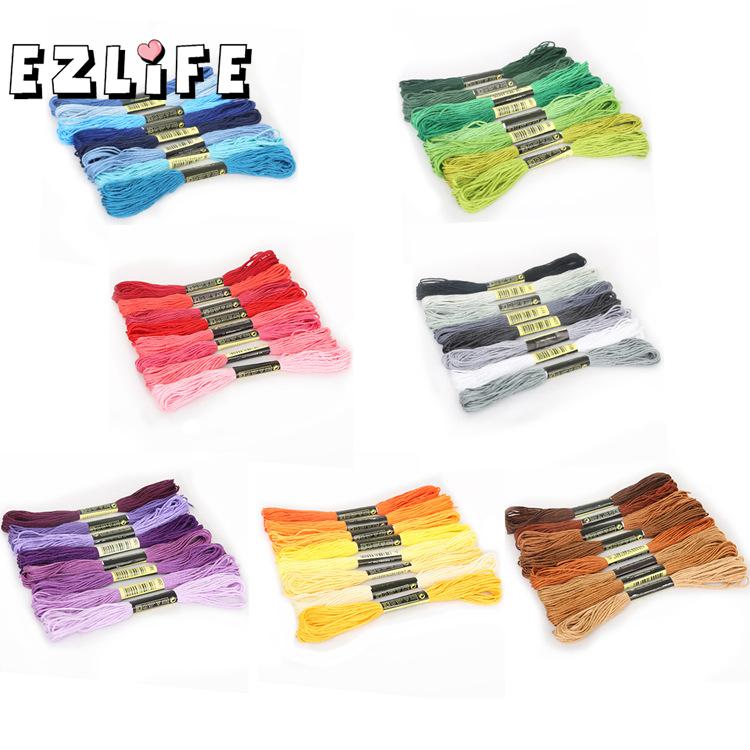 Lote de 8 unidades multicolor de hilos DMC de 7,5 m de largo, accesorios para bordado de punto de cruz, herramientas para costura de hilos de algodón Sewi X6W5