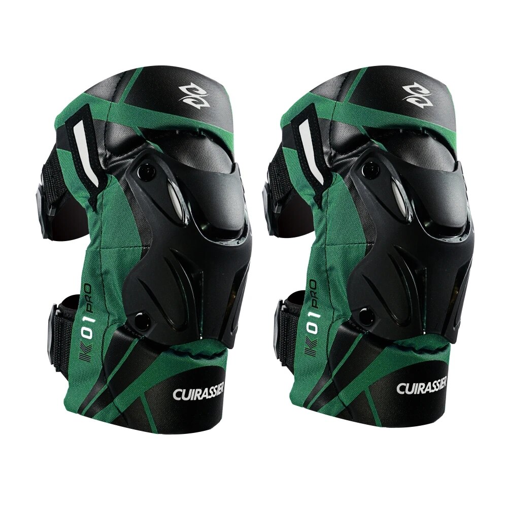 CUIRASSIER Schutz-Motorrad-Knieschoner, Motorrad-Knieschoner, MX-Schutz, verstellbar, Renngeschützer, Schutz, Nacht, reflektierend: Armee Grün