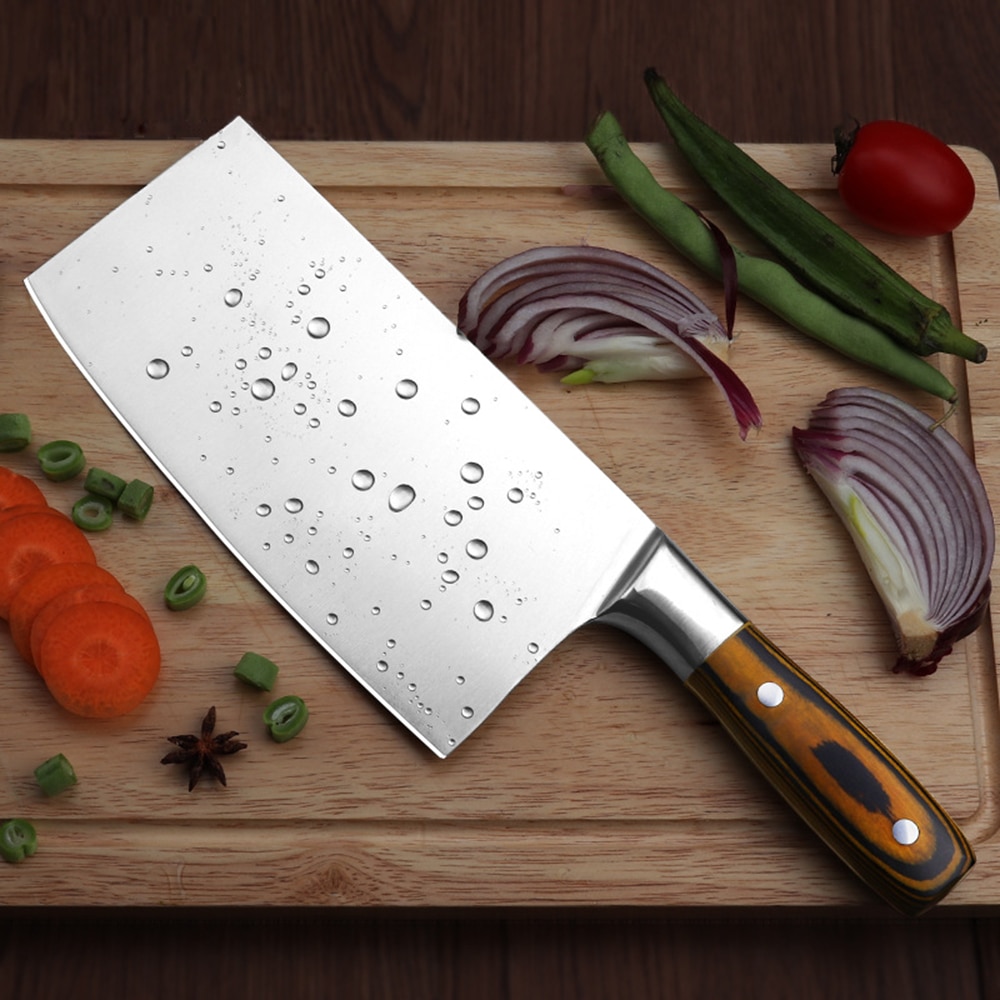 Skive kløver 4 cr 13 super skarp blad køkken kok knive kinesisk smedet kniv multifunktionel køkken hakke knive rivethand