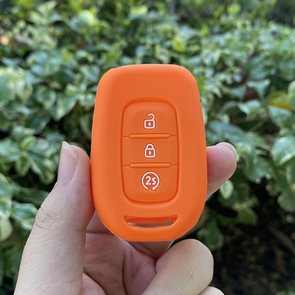 3 Knop Siliconen Auto Sleutel Cover Case Voor Renault Duster Megane Duster Sandero Kangdoo Captur Twingo Sleutelhanger Accessoires: Oranje