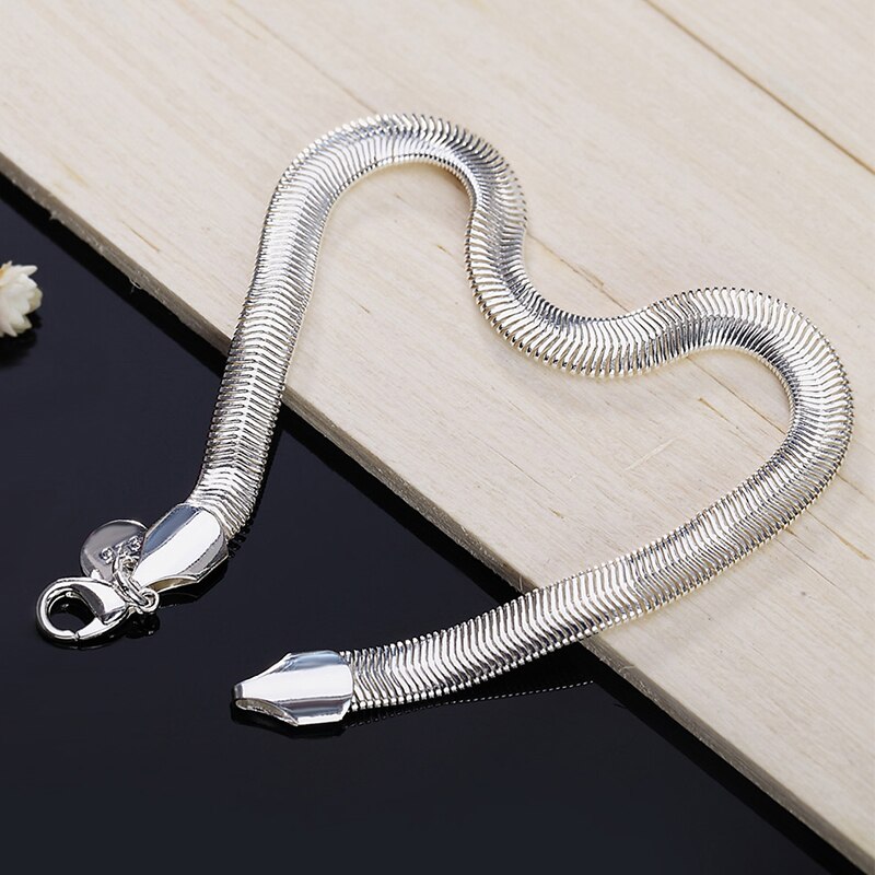 925 Zilveren 6Mm Flat Snake Chain Armband Voor Vrouwen Charm Jewelry