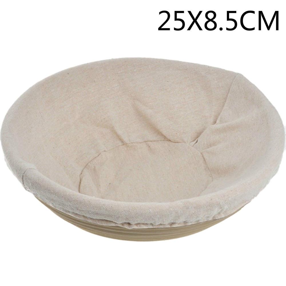 Banneton Proofing koszyk na chleb okrągły owalny do pieczenia ciasta patelnie udowadniające Rattan koszyk na chleb fermentacja z płócienna torba: 25X8.5CM