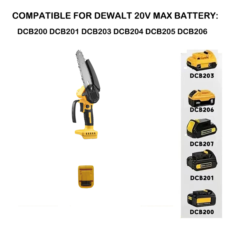 Mini motorsåg 4/6- tum sladdlös träbearbetning handhållen trädgårdssåg skärande elverktyg passar dewalt/milwaukee 18v batteri