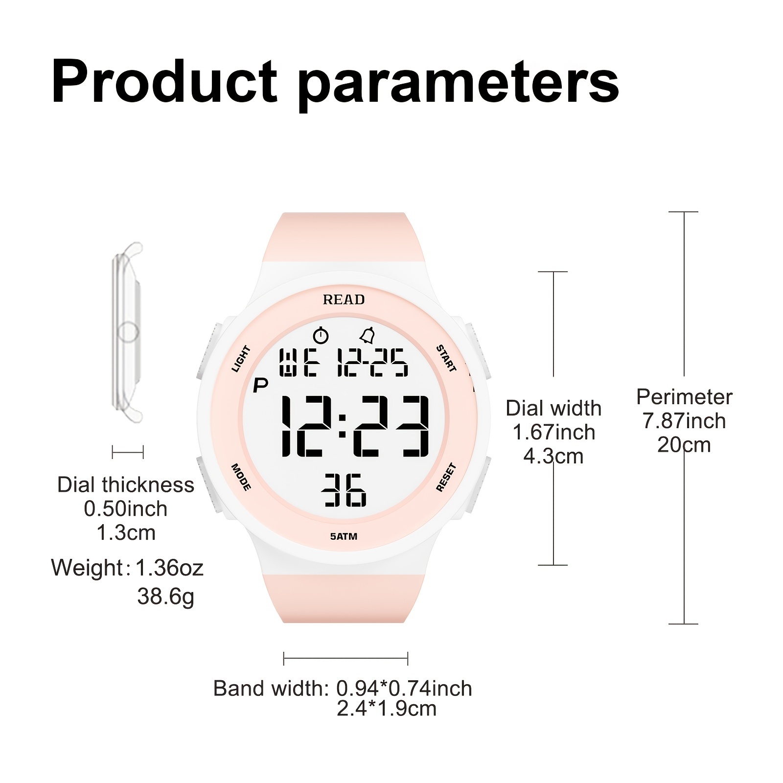 Horloges voor dames, modehorloge met LED-definitieweergave met hoge resolutie, waterdicht multifunctioneel elektronisch digitaal horloge