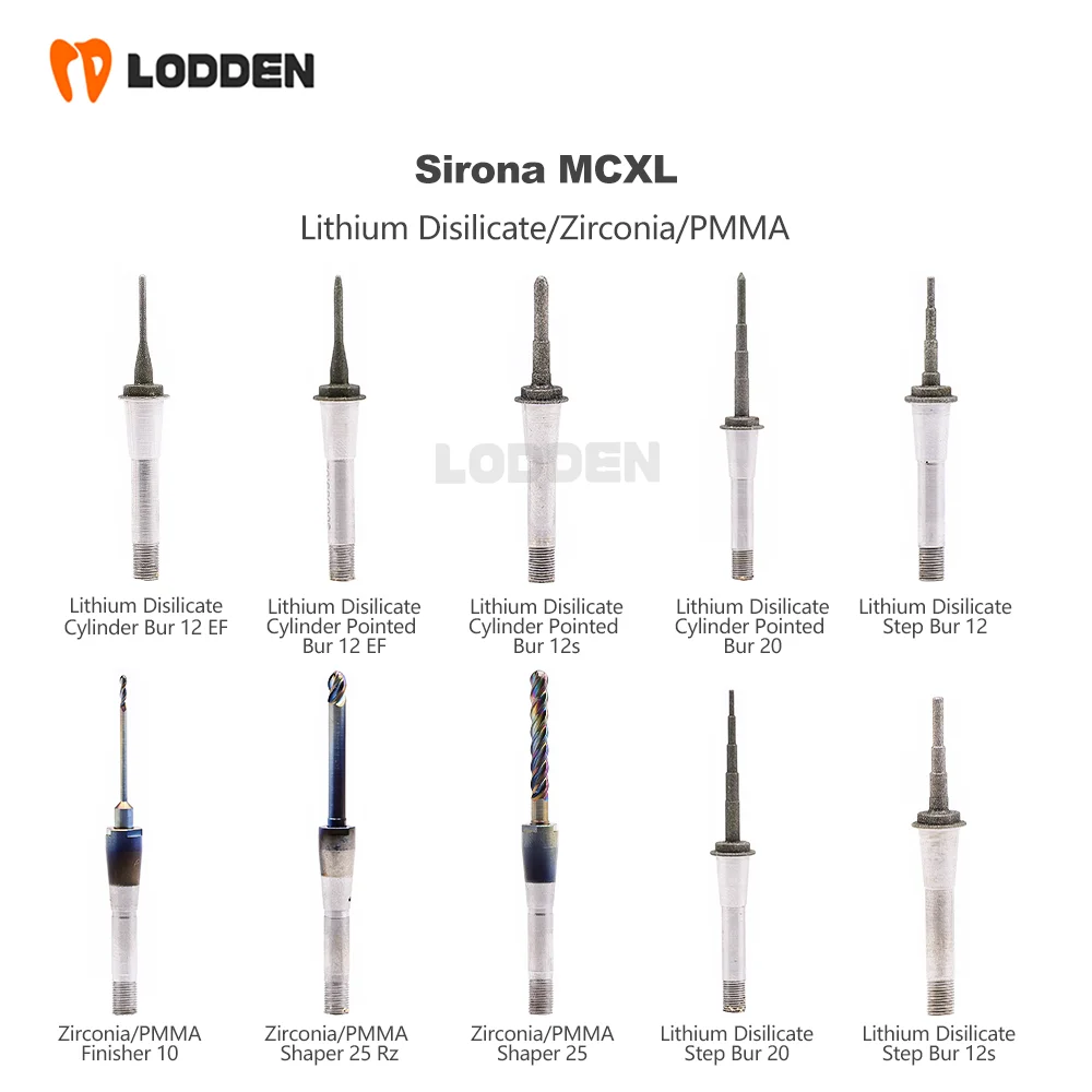 LODDEN Cerec Sirona MCXL Cerec fresas para disilicato de litio Zirconia PMMA 1 Uds taladros de laboratorio Dental herramientas de molienda de diamante