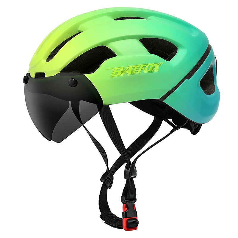 Batfox-casco de ciclismo con luz Led para hombre, protector de cabeza para bicicleta de montaña, con carga USB, moldeado integralmente, magnético, Google: 8276-Green
