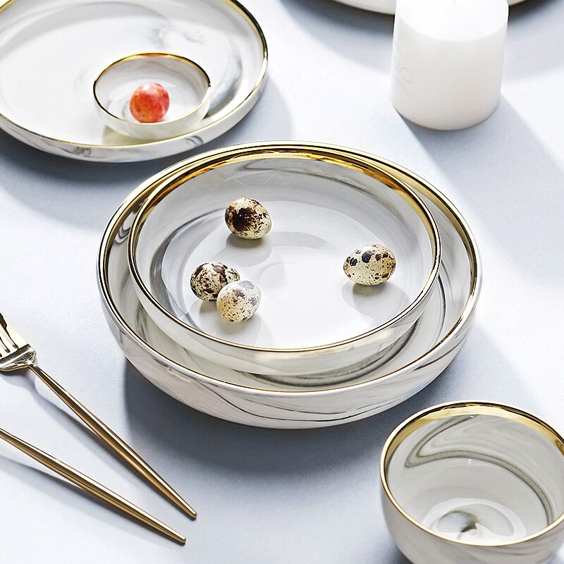 1psc Keramische Plaat Set Europese Stijl Schotel Diner Servies Set Saus Rijst Kommen Soep Noedels Steak Westerse Voedsel Servies